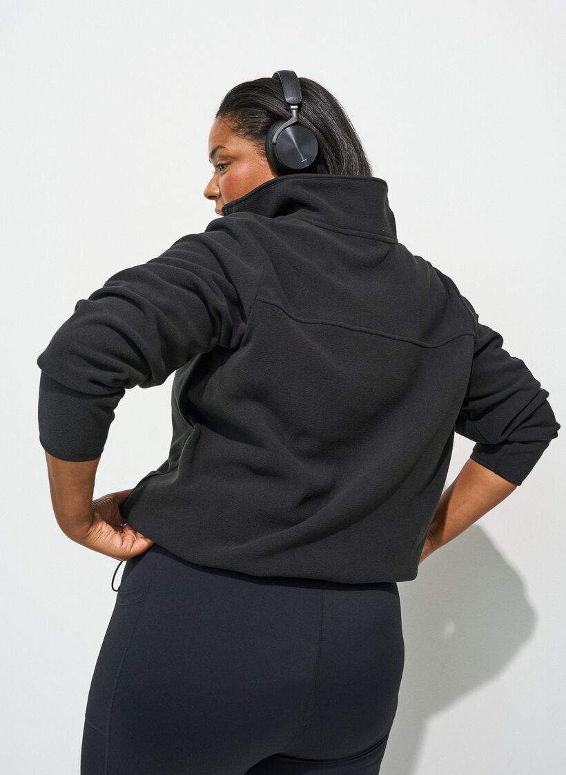 Fleece jack met zakken, Zwart, Model image number 2