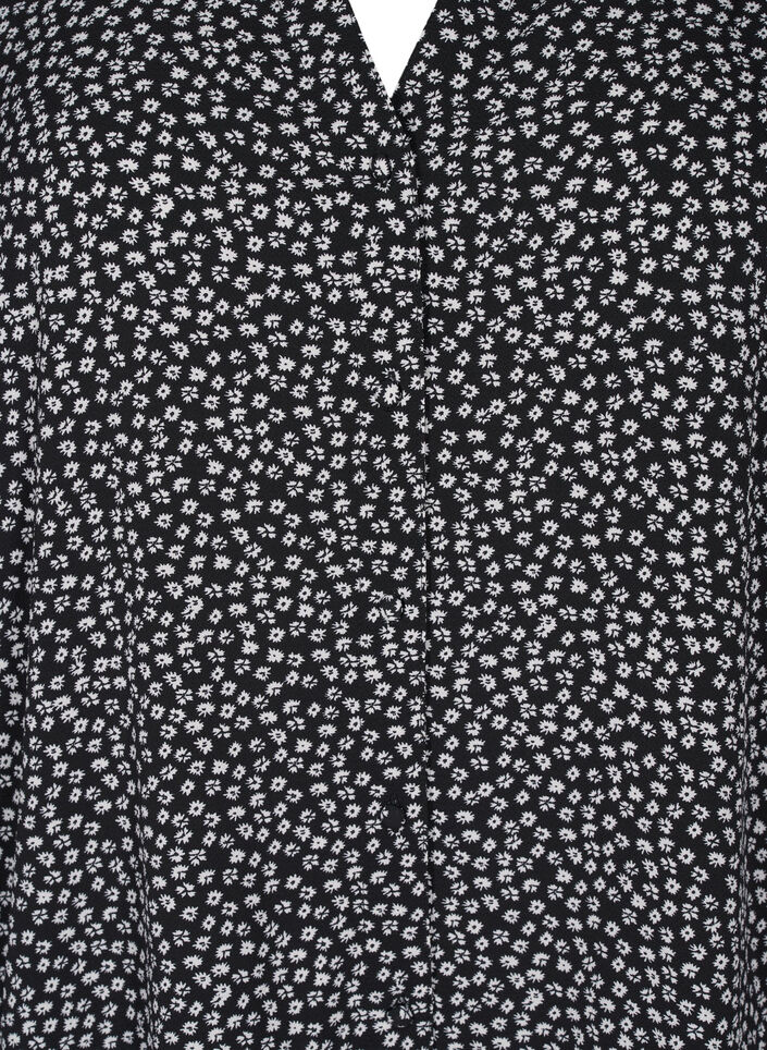 Midi jurk met lange mouwen, Black Small Flower, Packshot image number 2