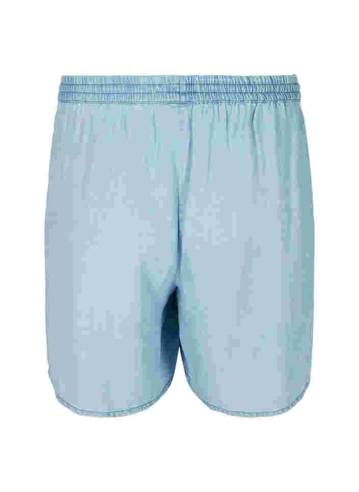 Losse shorts met trekkoord en zakken, Light blue denim, Packshot image number 1