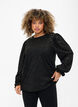 Blouse met lange mouwen en gaatjespatroon, Black, Model image number 0