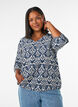 Blouse van viscose met patroon en 3/4-mouwen, Blauw, Model image number 0