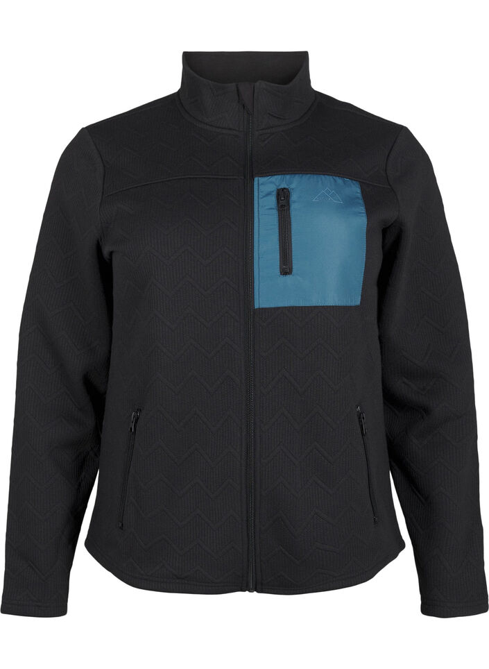 Sportieve fleece jack met zakken, Zwart, Packshot image number 0