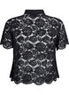 Kanten shirt blouse met parelknopen, Zwart, Packshot image number 1