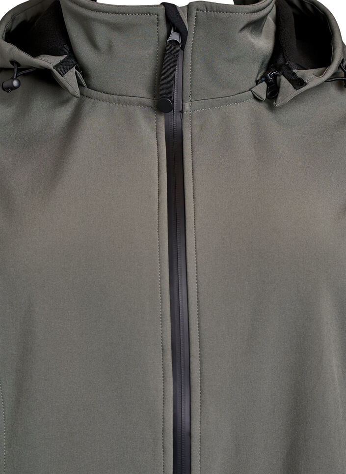 Korte softshell jas met afneembare capuchon, Grijs, Packshot image number 2