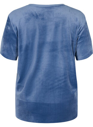 Velours t-shirt met korte mouwen, Vintage Indigo, Packshot image number 1
