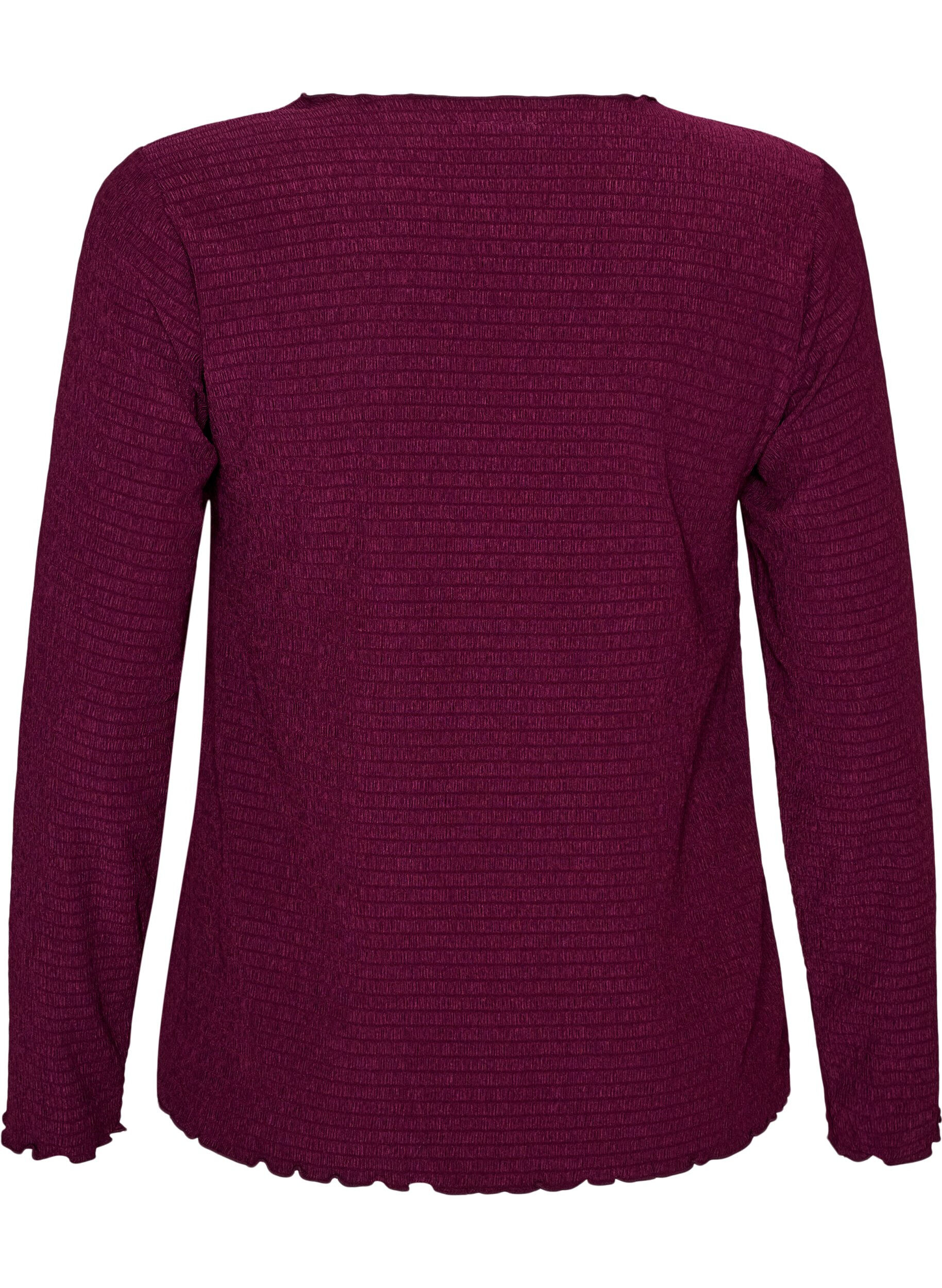 ZizziBlouse met structuur en golvende randen, Paars, Packshot image number 1