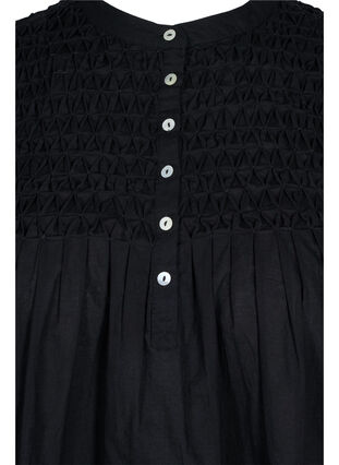 Katoenen top met 3/4 mouwen en smokwerk, Black, Packshot image number 2