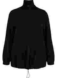 Sweatshirt met hoge hals en verstelbaar elastisch koord, Black