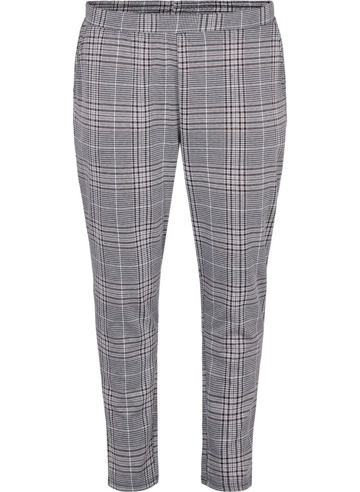 Cropped Maddison broek met geruit motief, Black Check, Packshot image number 0