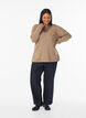 Gebreide blouse met V-hals en raglanmouwen, Bruin, Model image number 1