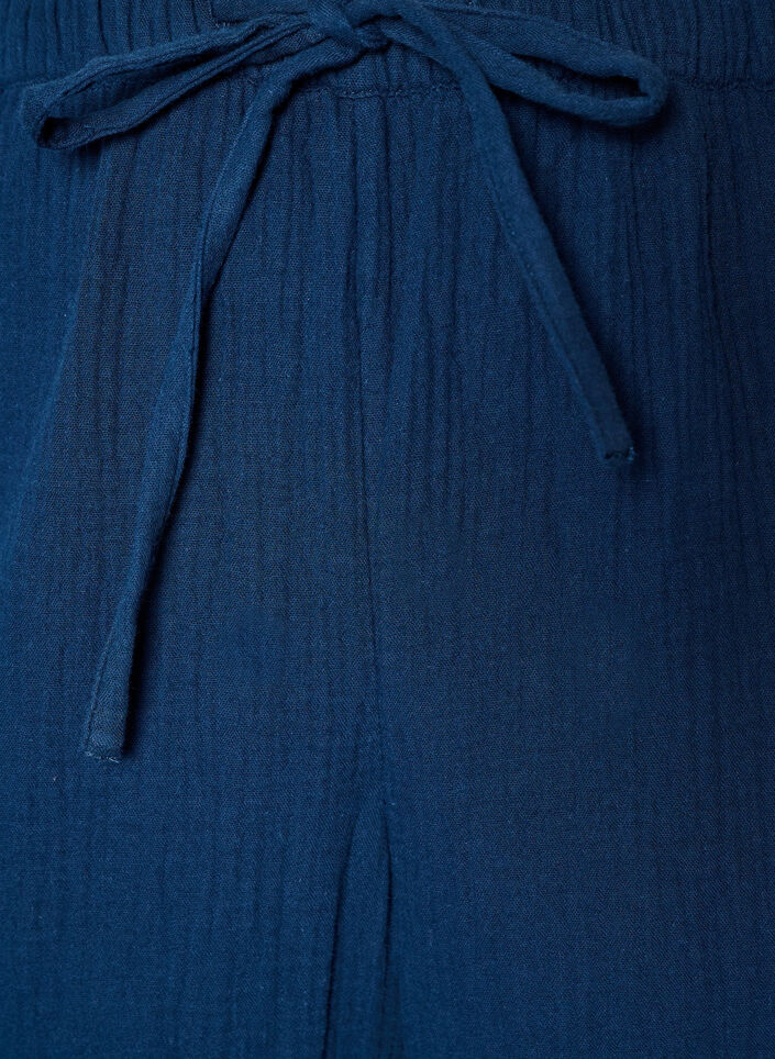 Losse pyjamabroek van katoenen mousseline, Blauw, Packshot image number 2