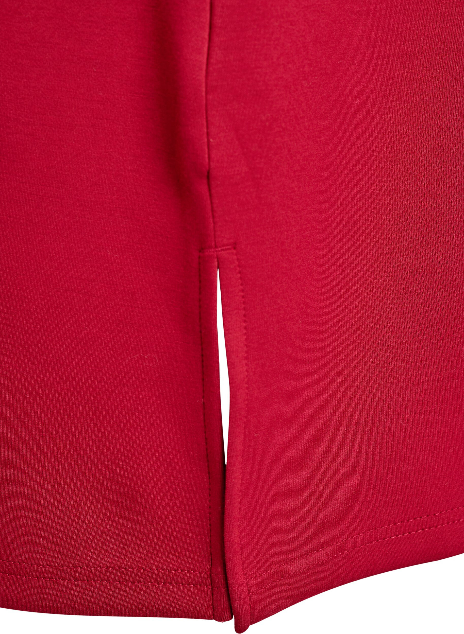 Zizzi T-shirtjurk van jersey met zijsplitten, Rood, Packshot image number 3