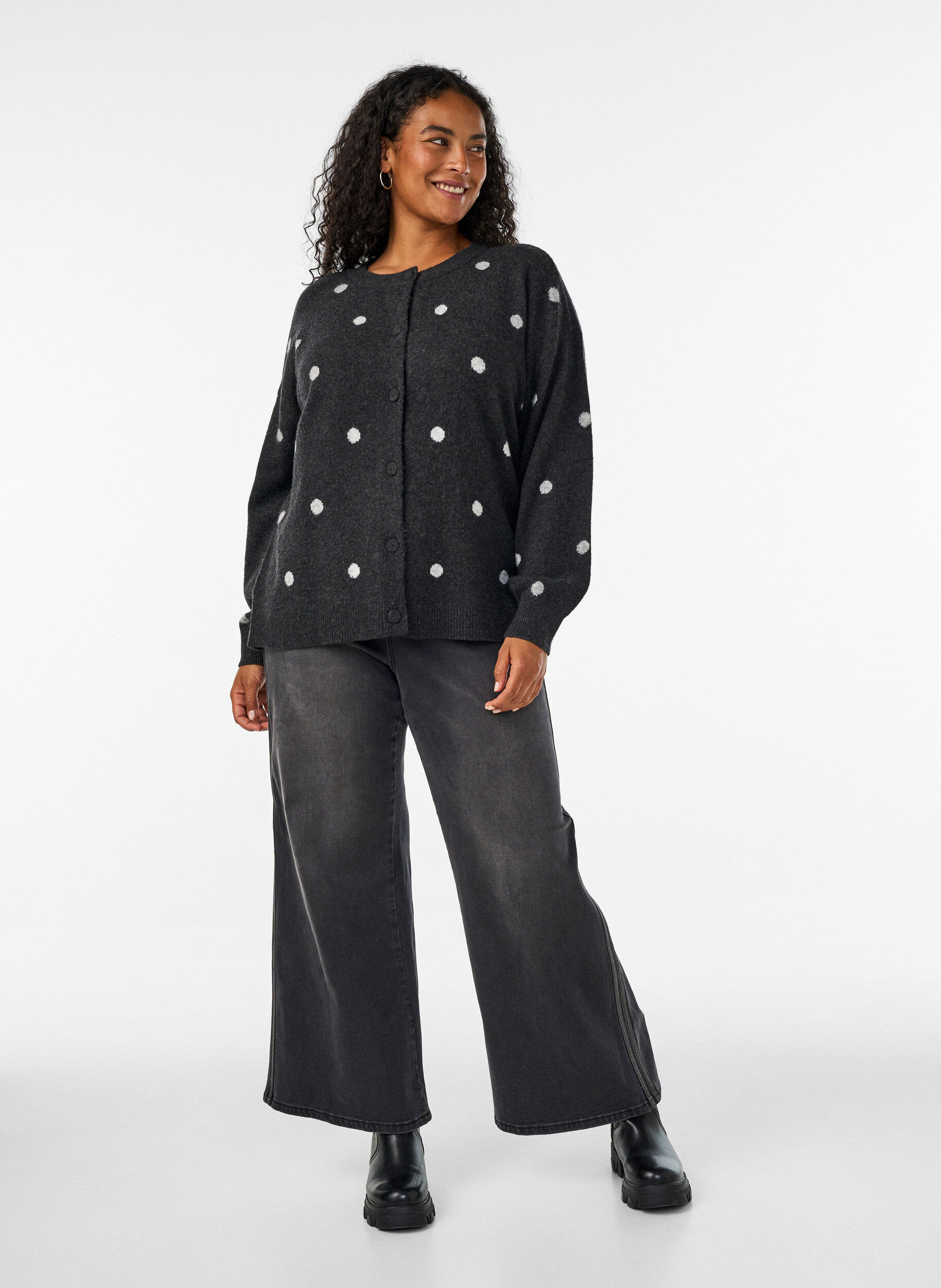 ZizziVest met stippenpatroon, Grijs, Model image number 1