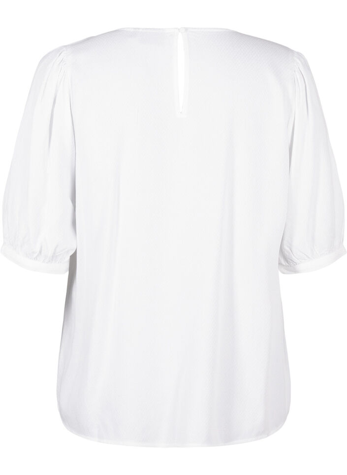 Blouse van viscose met halflange mouwen, Bright White, Packshot image number 1