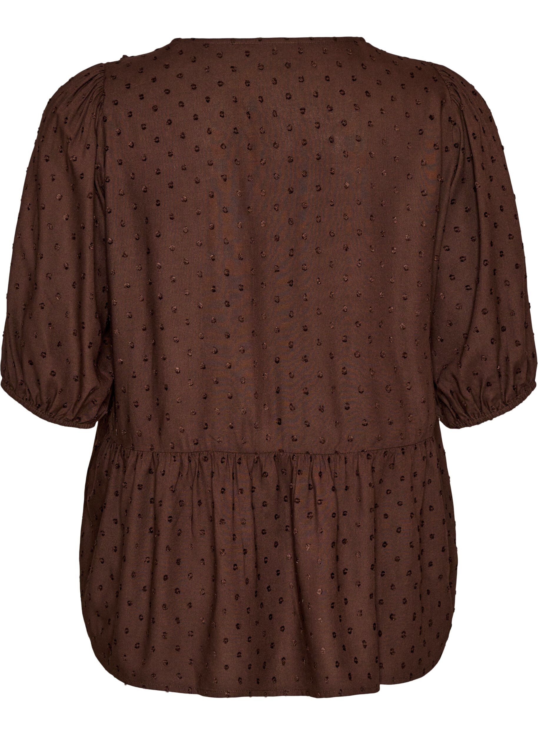 ZizziViscose blouse met een stippenstructuur en V-hals, Bruin, Packshot image number 1