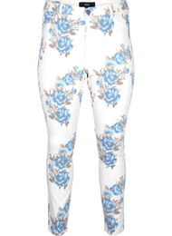 Superslanke Amy jeans met bloemenprint, Wit
