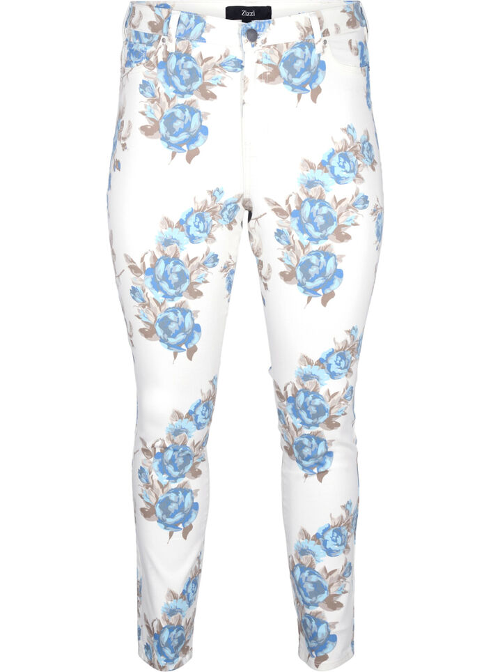 Superslanke Amy jeans met bloemenprint, Wit, Packshot image number 0