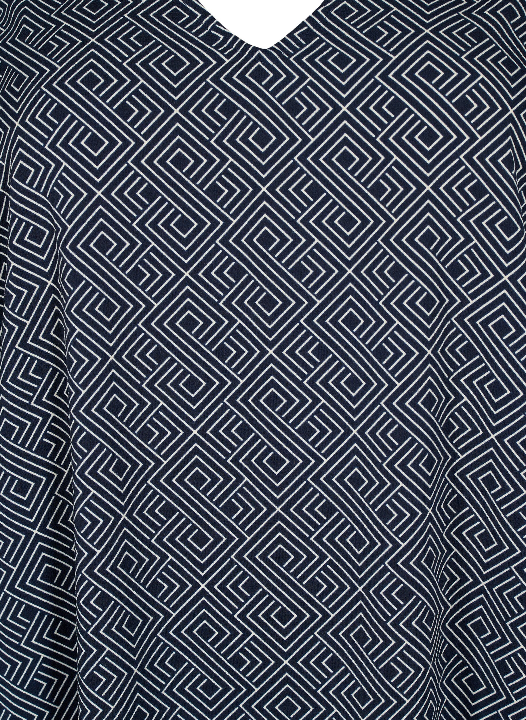 Zizzi Jurk met V-hals en print, Navy Graphic AOP, Packshot image number 2