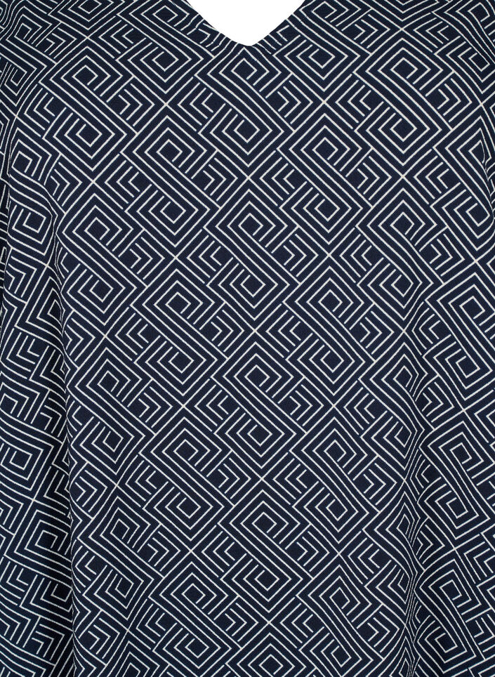 Jurk met V-hals en print, Navy Graphic AOP, Packshot image number 2