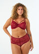 Hipsterstring zonder kruisje met kant en hoge taille, Rood, Model image number 0