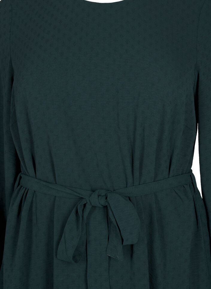 Korte jurk van textuurstof met een strikriem, Scarab, Packshot image number 2