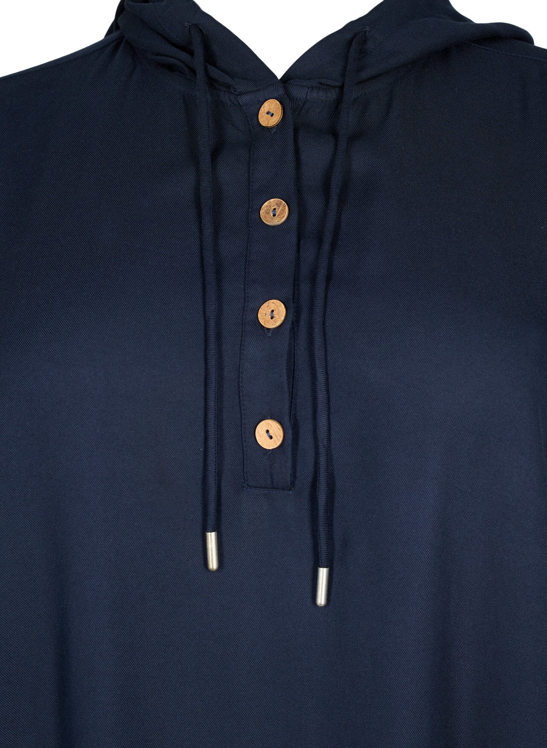 Zizzi Tuniek van viscose met capuchon, Navy Blazer, Packshot image number 2