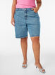 High-waist denim shorts met geborduurde motieven, Blauw, Model image number 3