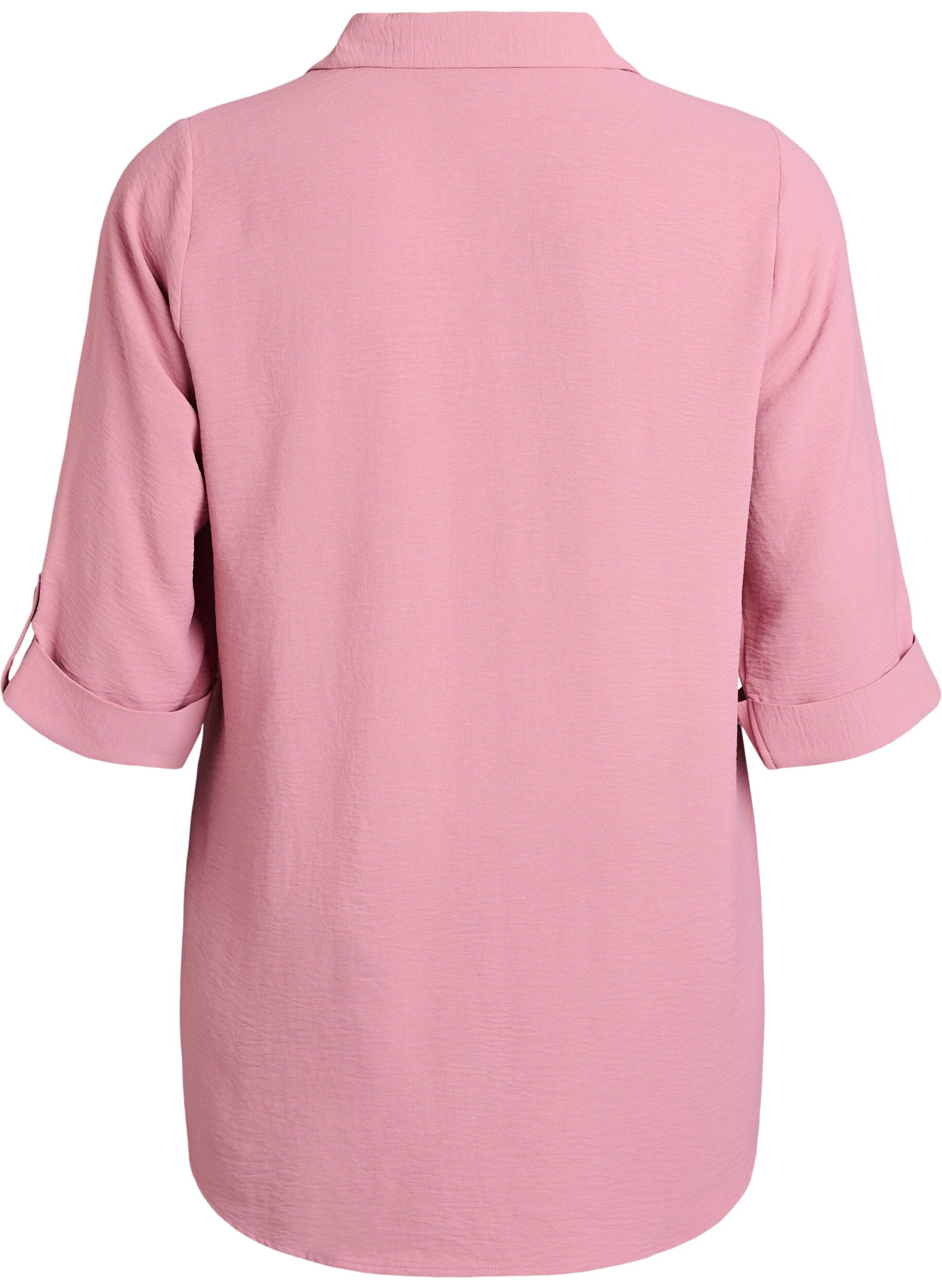 Zizzi Shirt met 3/4 mouwen en borstzakken, Roze, Packshot image number 1