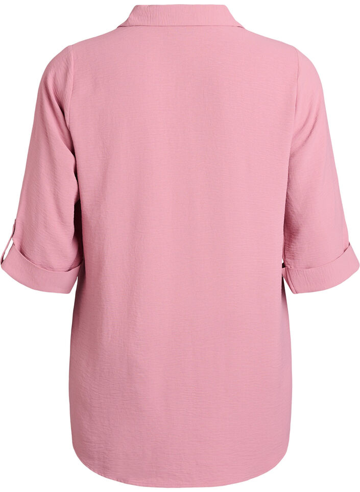 Shirt met 3/4 mouwen en borstzakken, Roze, Packshot image number 1
