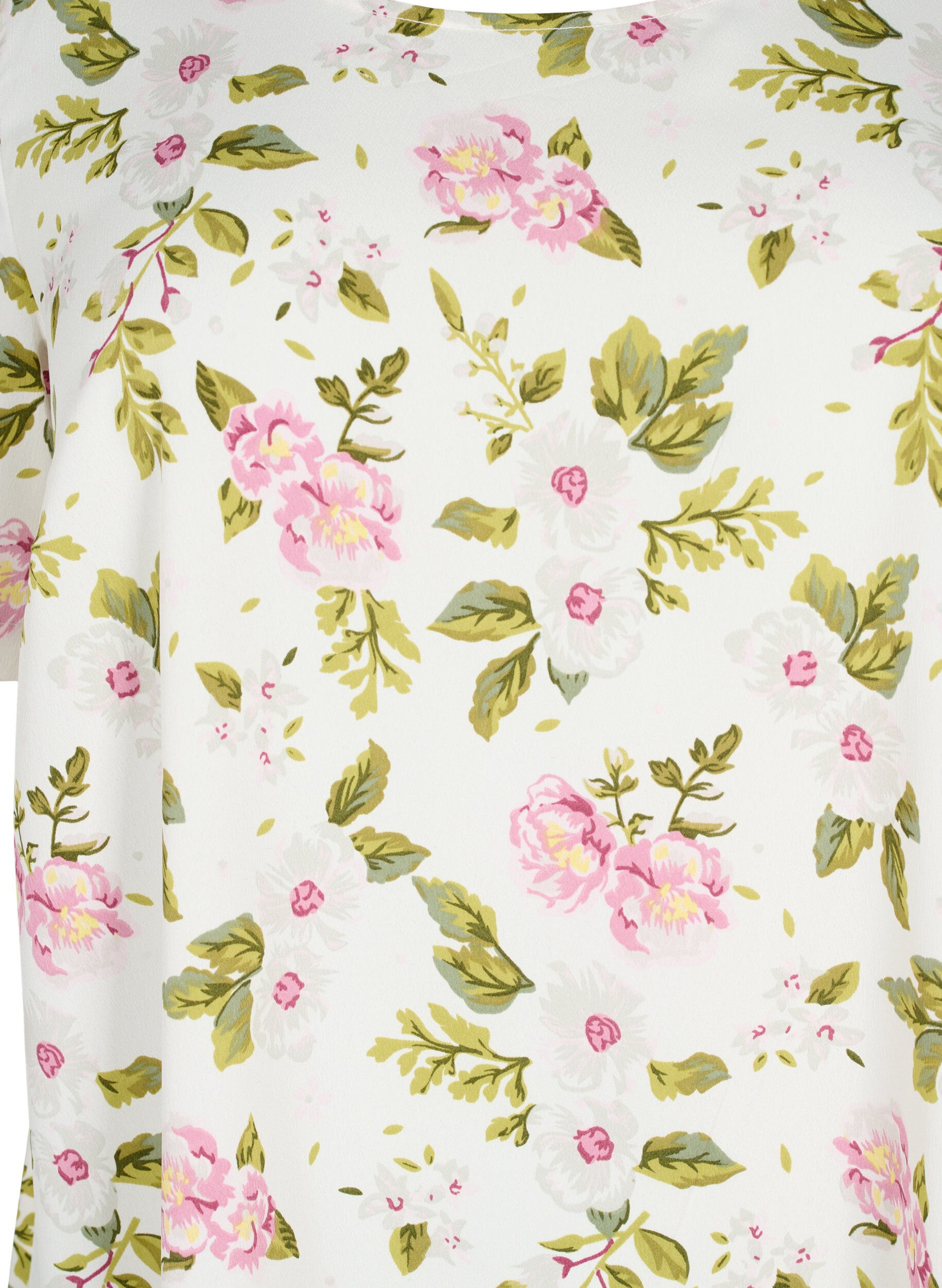 Zizzi FLASH - Blouse met korte mouwen en print, Off White Flower, Packshot image number 2