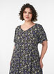 Viscose midi-jurk met bloemenprint, Zwart, Model image number 2