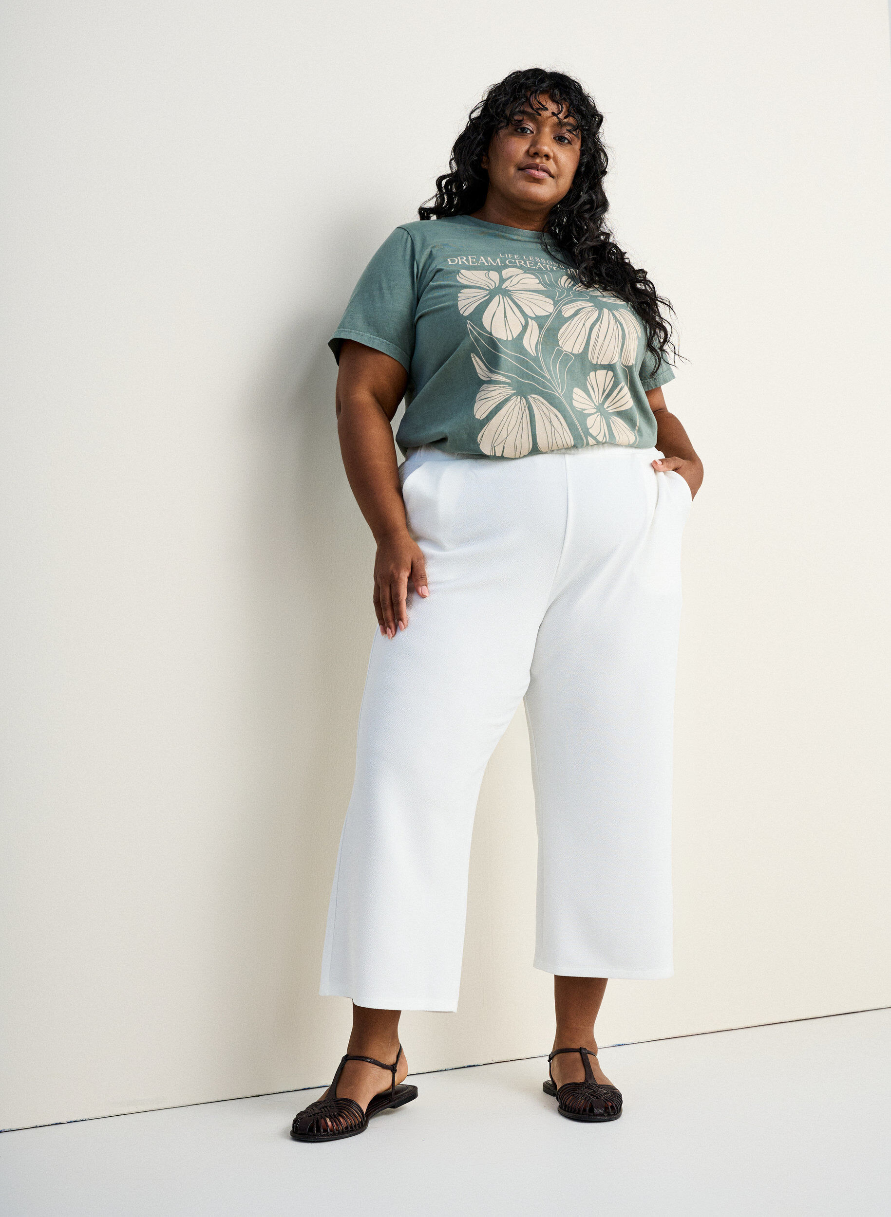 ZizziLosse broek met 7/8 lengte, Wit, Image image number 0