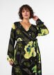Bloemen wikkeljurk in viscose met een strikceintuur, Zwart, Model image number 2