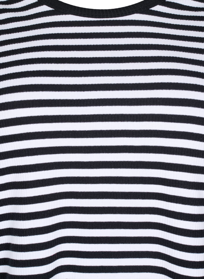 Gestreepte blouse met lange mouwen, Zwart, Packshot image number 2