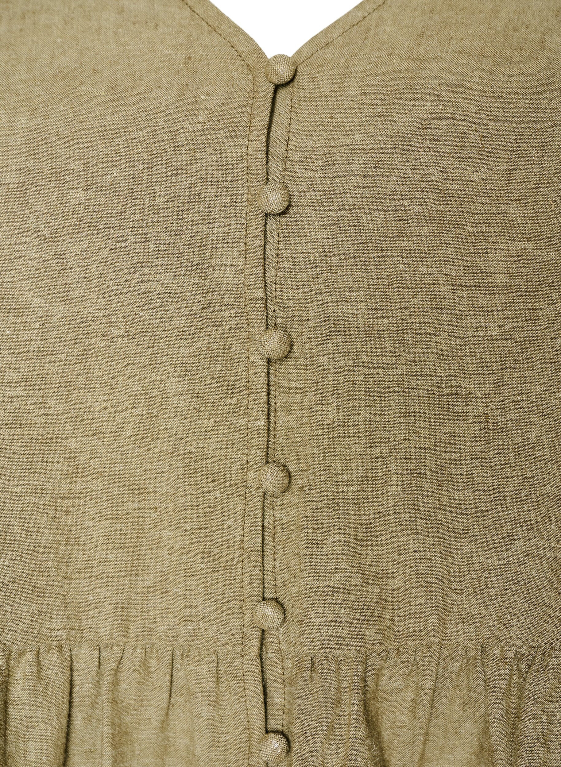 Zizzi Blouse in linnen en viscose met een V-hals en knoopsluiting, Groen, Packshot image number 2