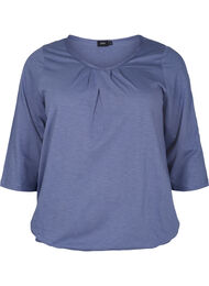 Katoenen blouse met 3/4 mouwen, Vintage Indigo