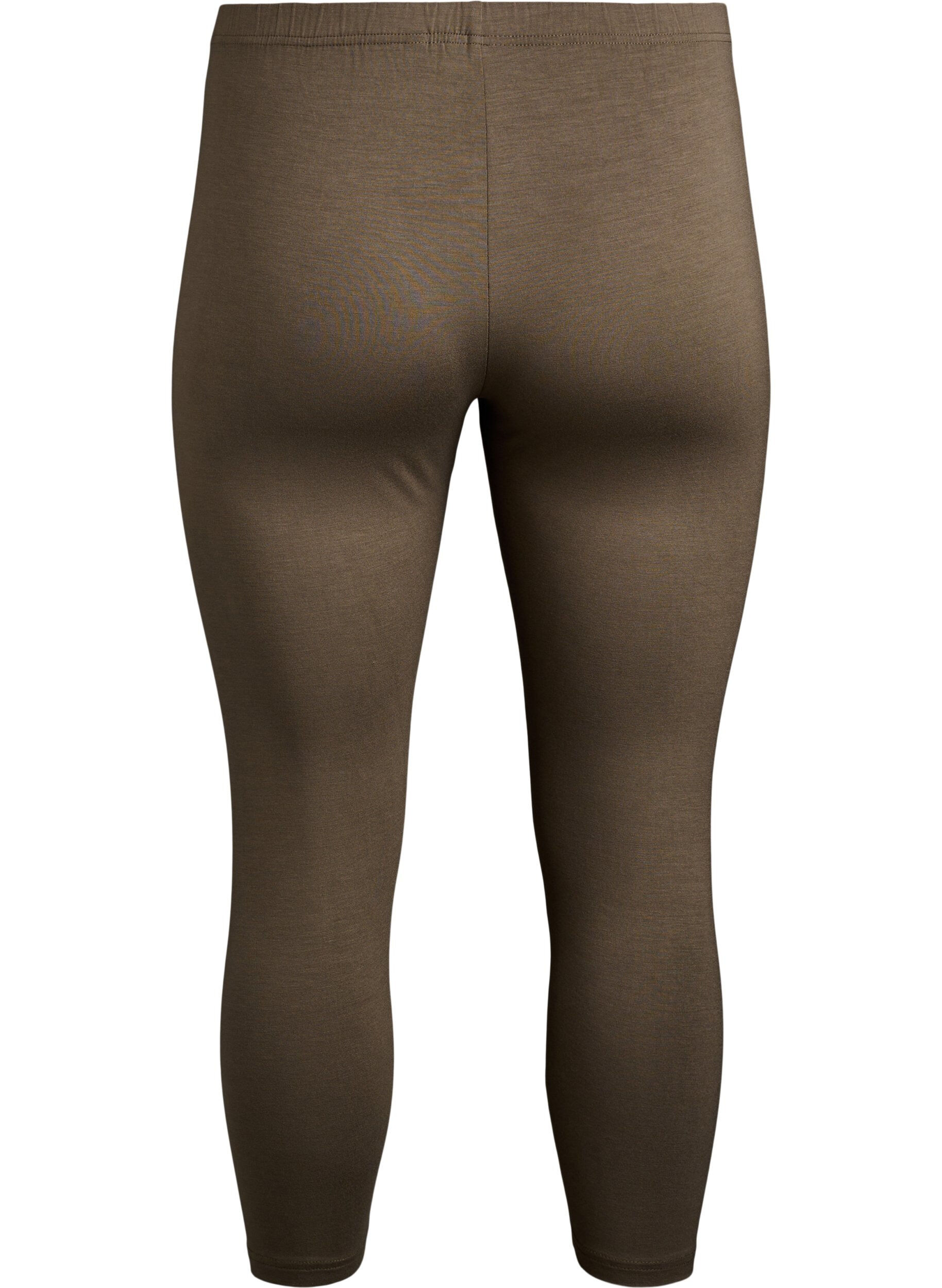Zizzi Basic 3/4-legging in viscose, Groen, Packshot image number 1
