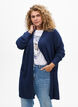 Geribd gebreid vest met zakken, Blauw, Model image number 0