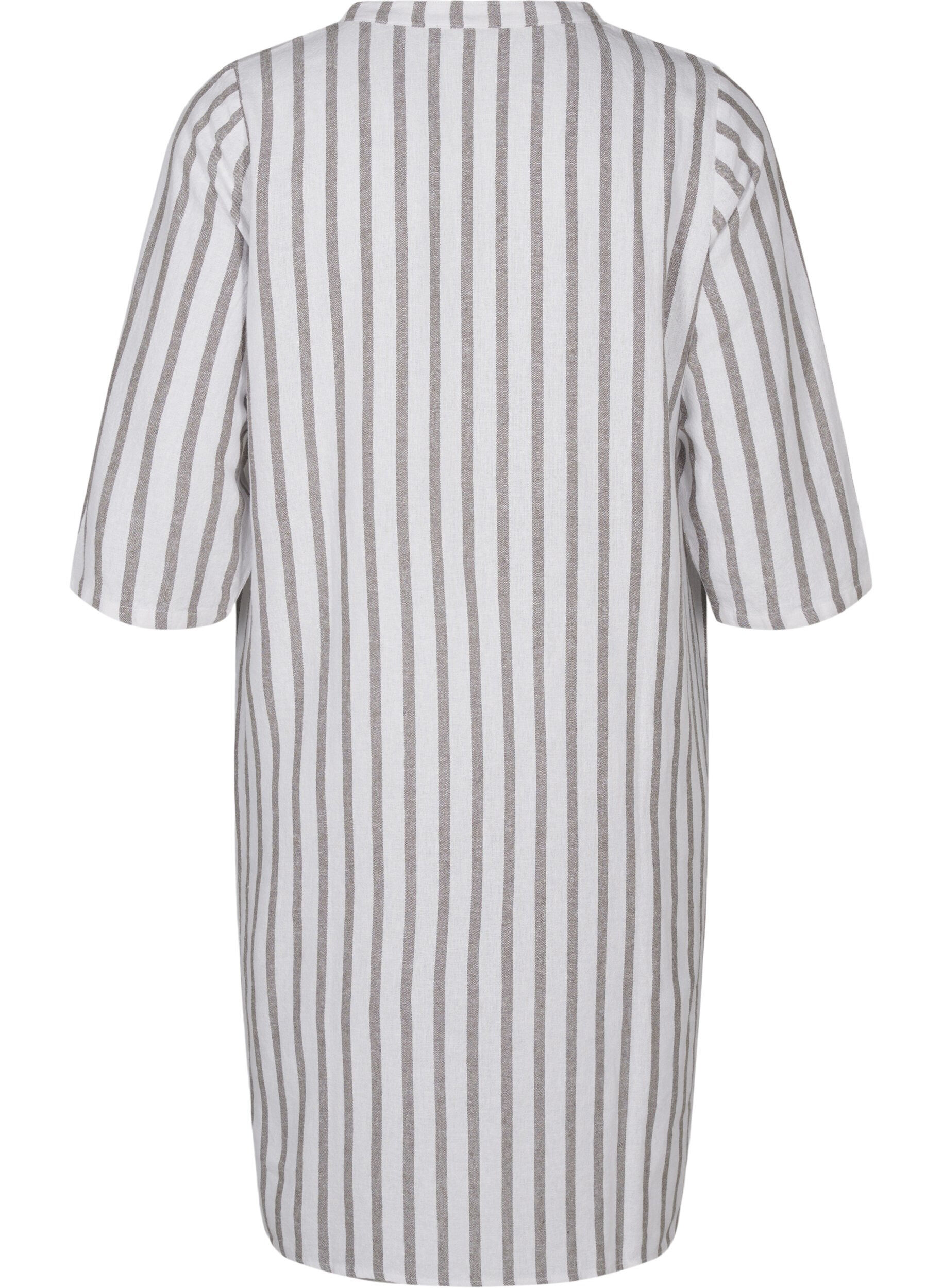 Zizzi Gestreepte tuniek van linnen-viscose mix, White Stripe, Packshot image number 1