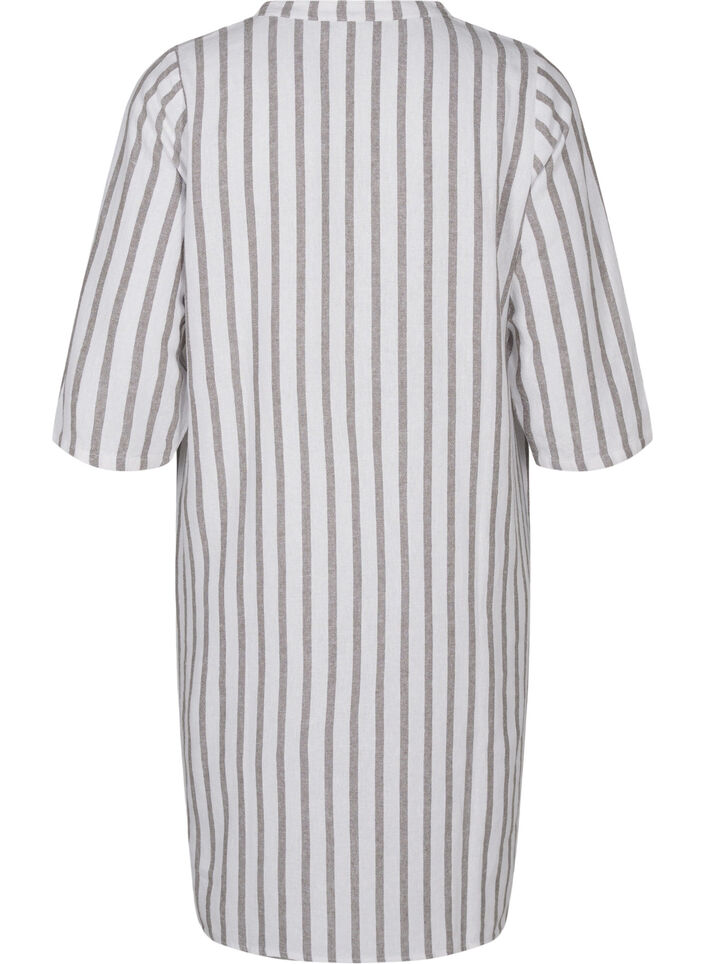 Gestreepte tuniek van linnen-viscose mix, White Stripe, Packshot image number 1