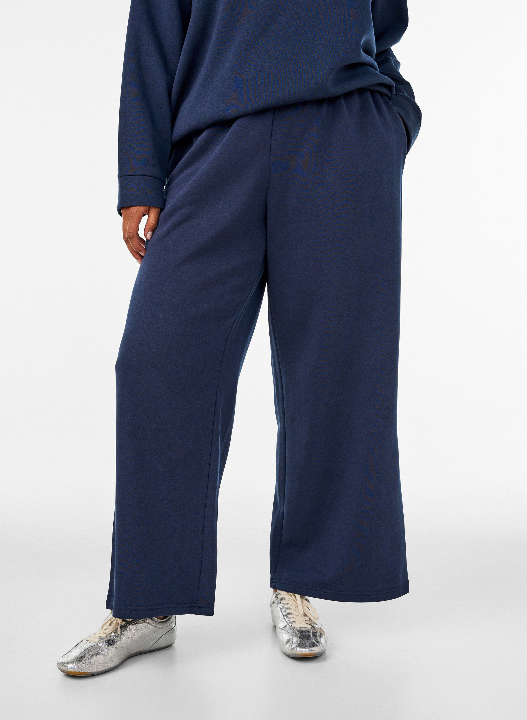 ZizziSweatpants met hoge taille en wijde pijpen, Blauw, Model image number 2