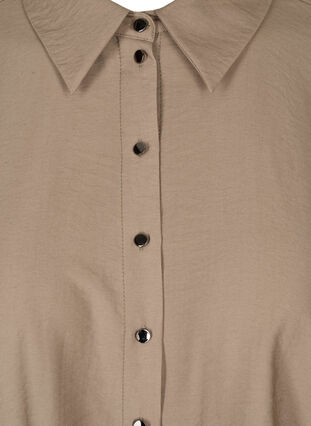 Effen viscose hemd met lange mouwen, Timber Wolf, Packshot image number 2