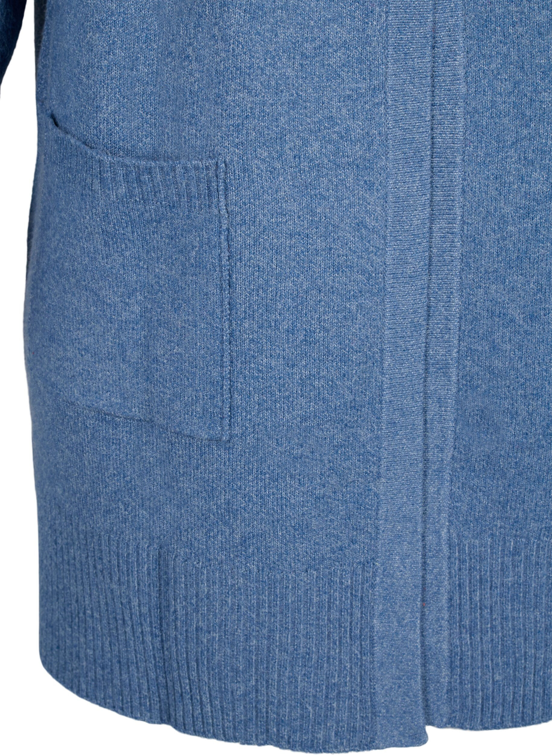 ZizziGeribd gebreid vest met zakken, Blauw, Packshot image number 2