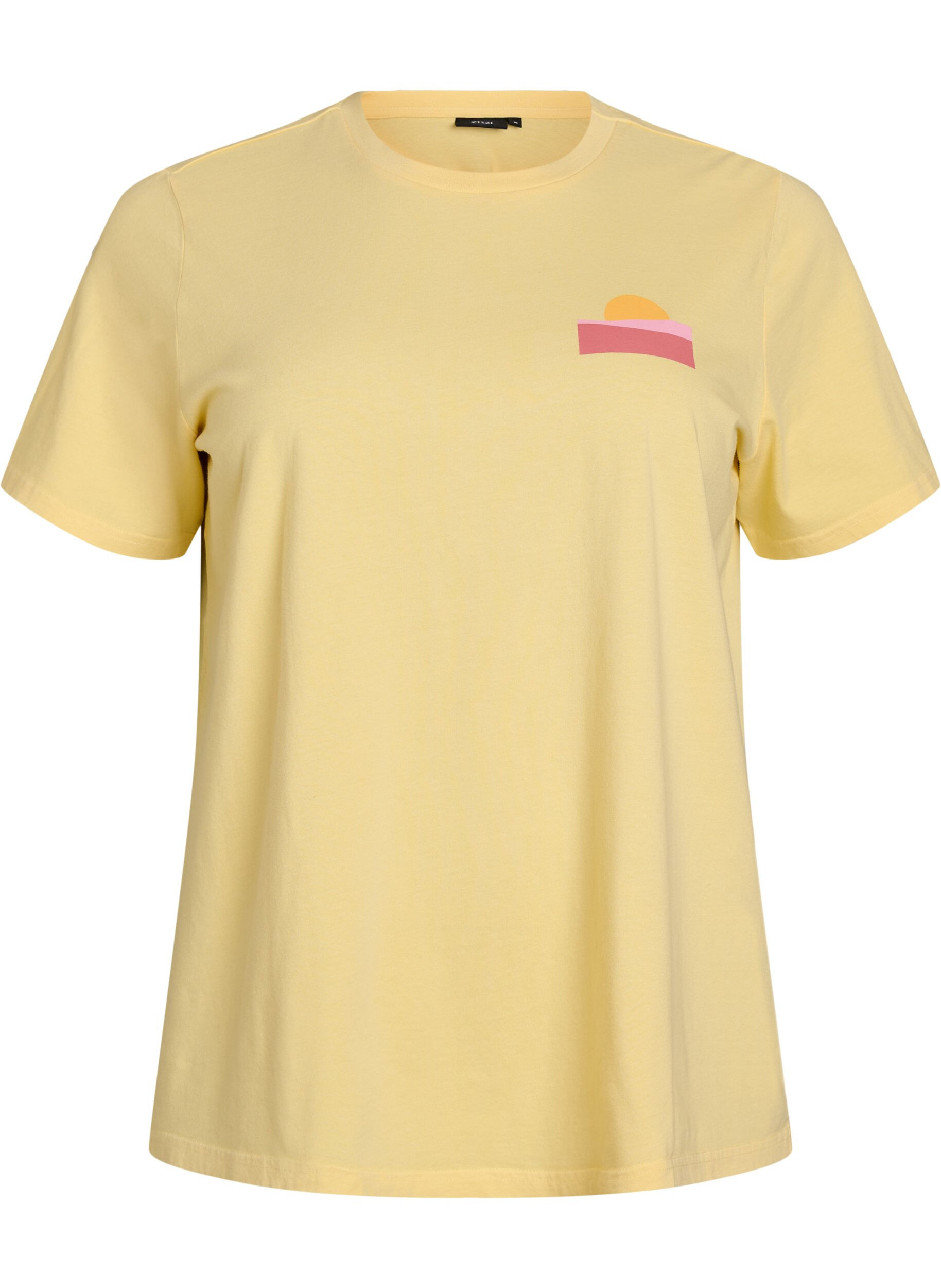 ZizziT-shirt van biologisch katoen met print op de rug, Geel, Packshot image number 0