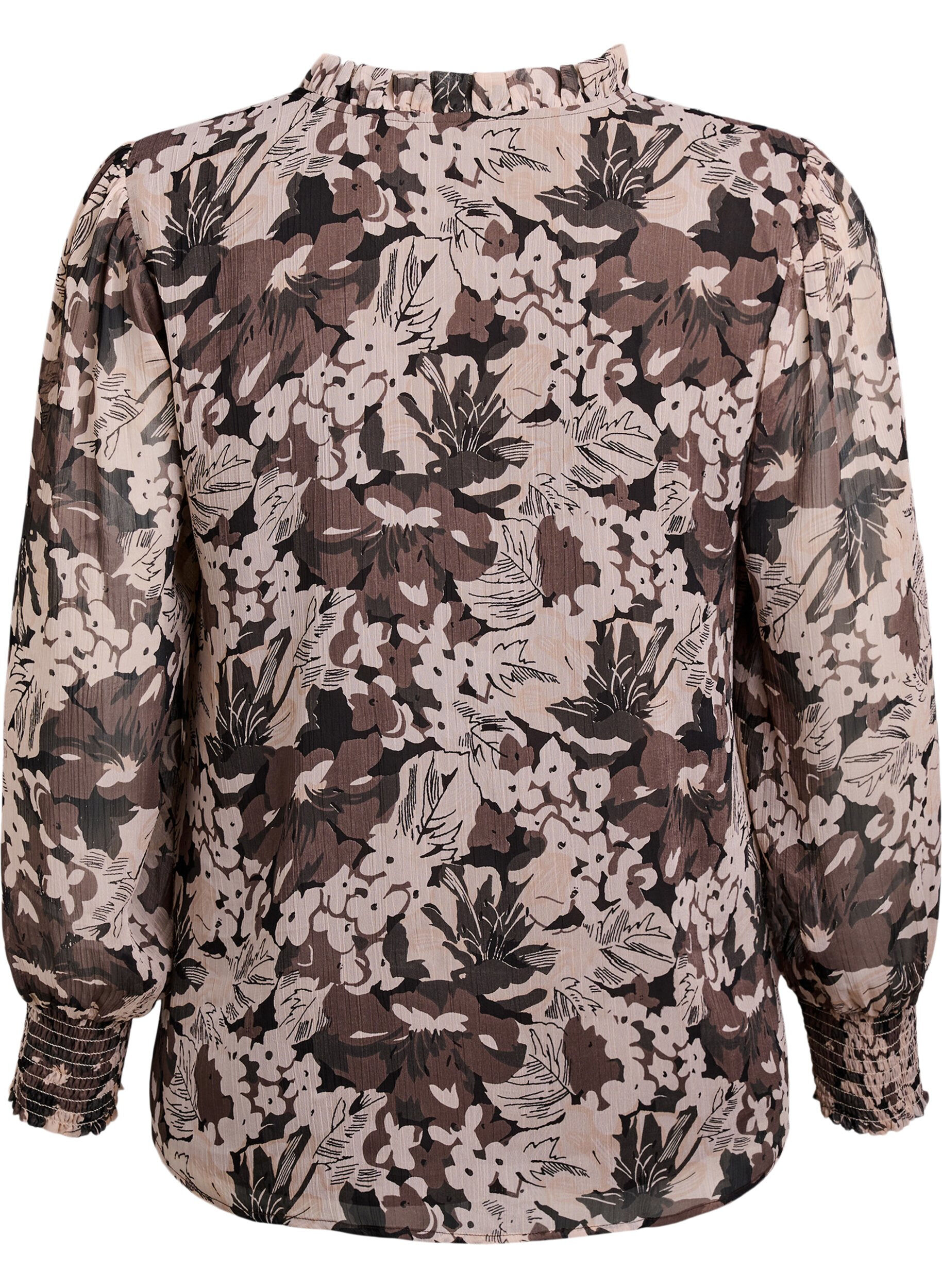 Zizzi Blouse met bloemenprint, Zwart, Packshot image number 1