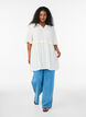 Tuniek met gekreukelde structuur en 1/2 mouwen, Vanille, Model image number 1