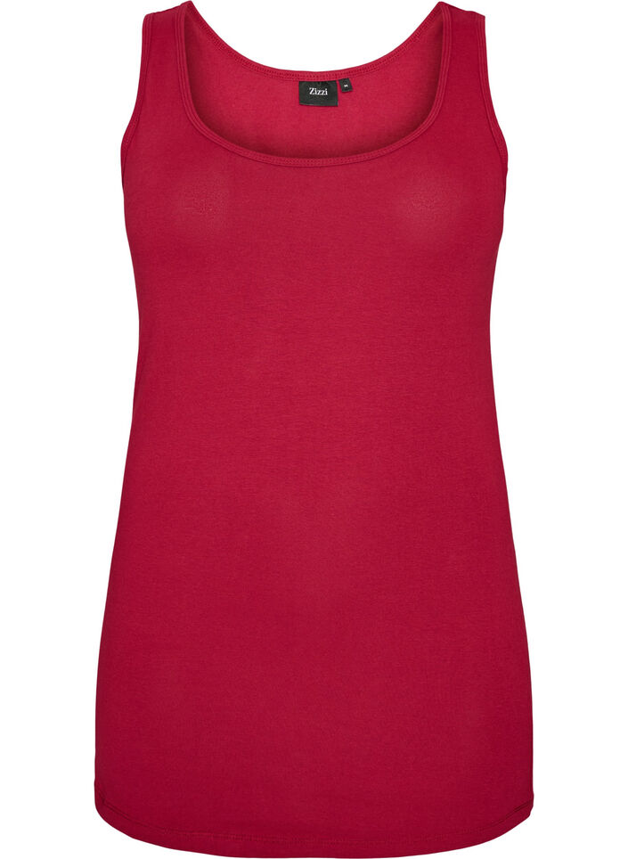 Effen basic top in katoen, Rood, Packshot image number 0
