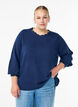 Gebreide blouse met golvende randen, Blauw, Model image number 0