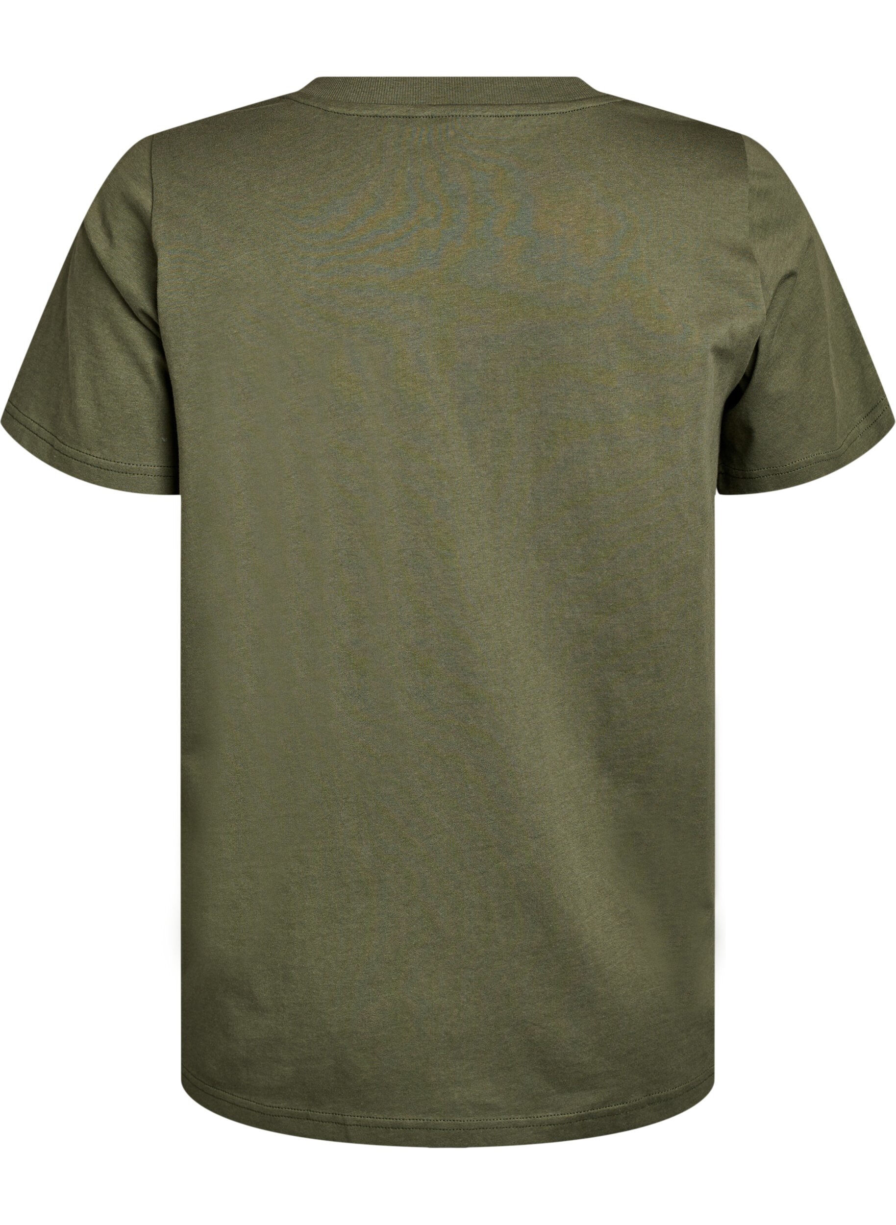 Zizzi Basis T-shirt van katoen met een V-hals, Groen, Packshot image number 1
