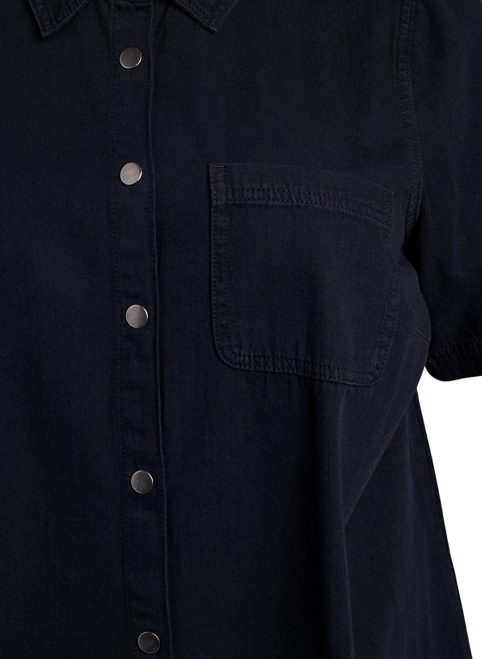 ZizziDenim shirtjurk met korte mouwen, Zwart, Packshot image number 2